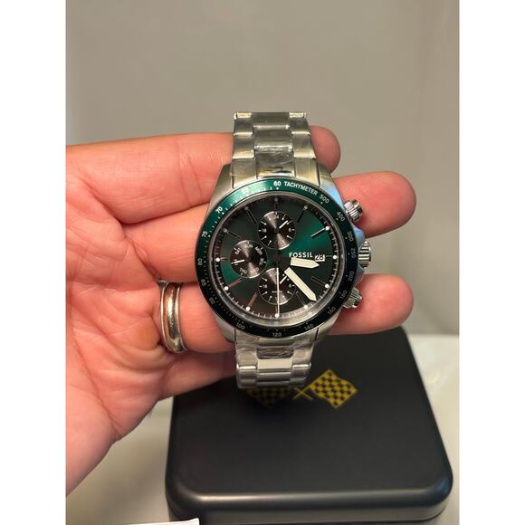 Fossil Men’s Watch Autocross BQ2878 – Green Sunray Dial, Stainless Steel,NIBWT - Picture 1 of 17